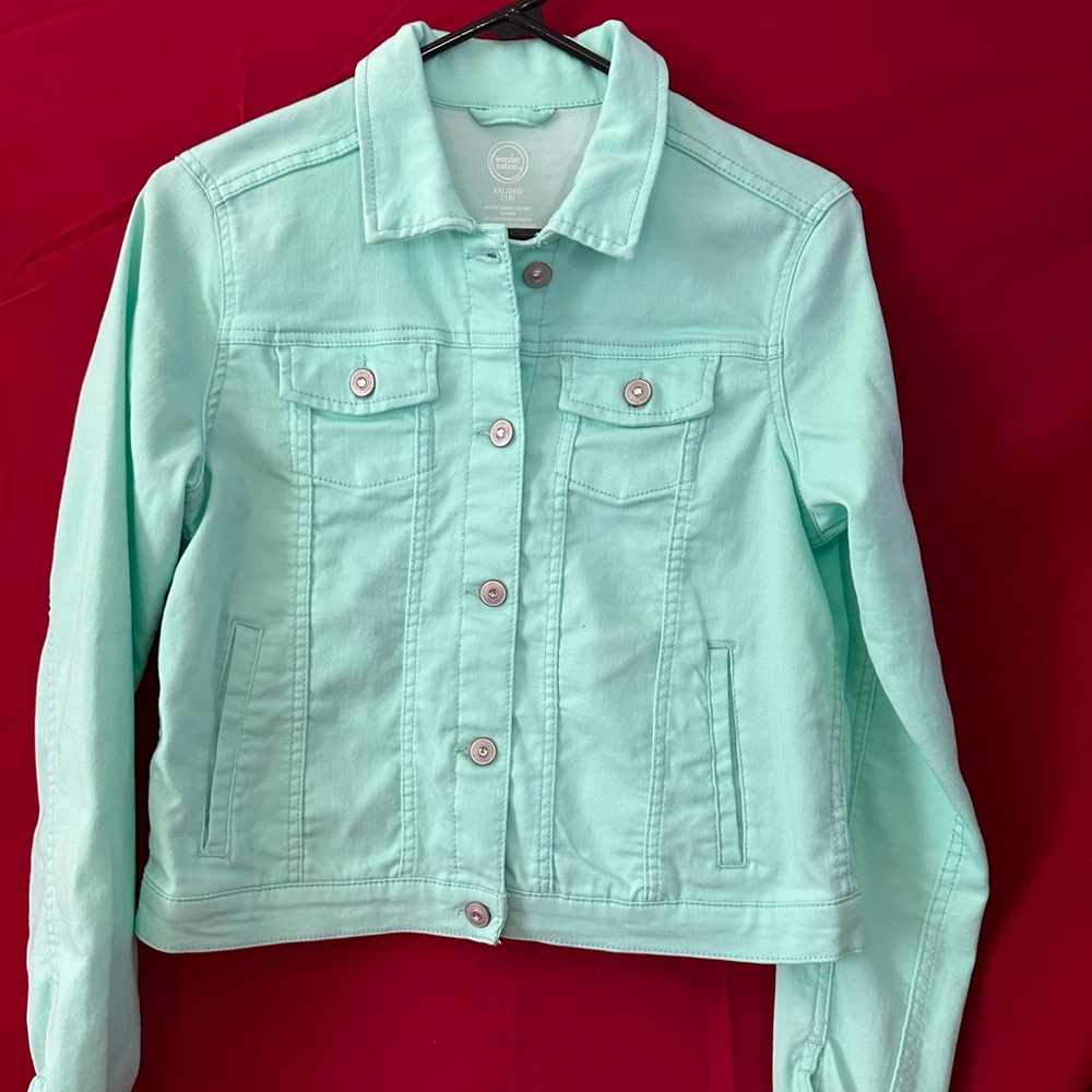 New no tag girls teal denim jacket EASTER EASTER